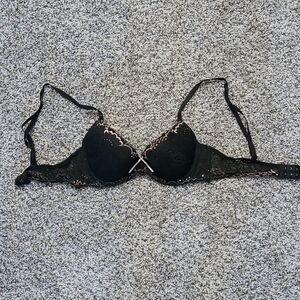 Black Lacy Bra with Gold Trim 34C